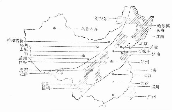 我国克山病地区分布图