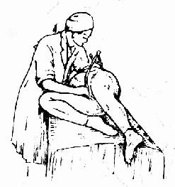 骶恥外徑側臥測量法 (上腿伸直、下腿屈曲)