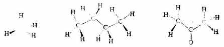 甲烷、正丁烷和丙酮的三維表示法