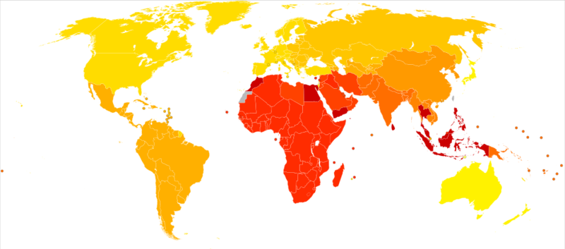 文件:Sense organ diseases world map - DALY - WHO2002.svg