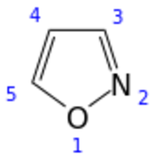 File:Isoxazole 2D numbered.svg