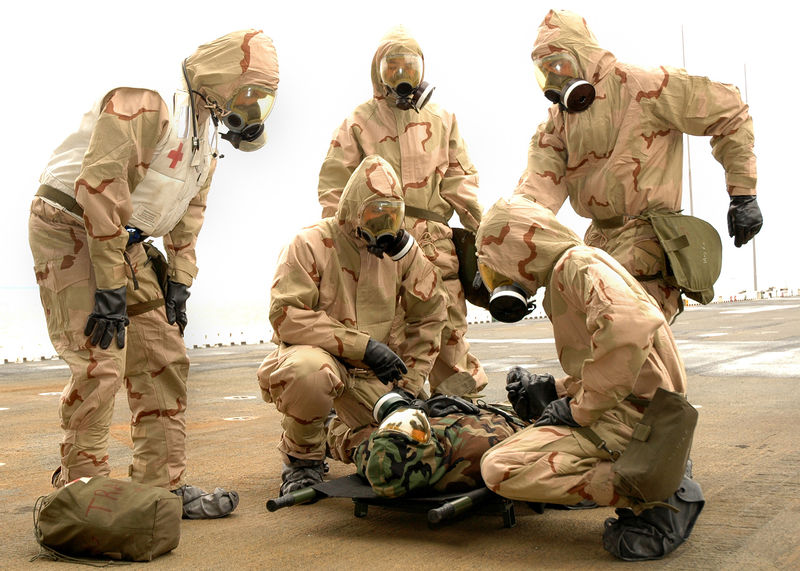 File:US Navy 070214-N-5588M-034 Naval Sea Systems Command (NAVSEA) personnel create a multimedia production, demonstrating the proper procedure on the use of the Casualty Decontamination Station aboard amphibious assault ship USS Na.jpg
