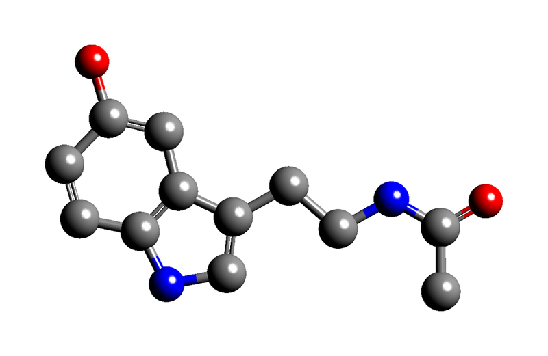 文件:N-Acetylserotonin-3D-sticks.png